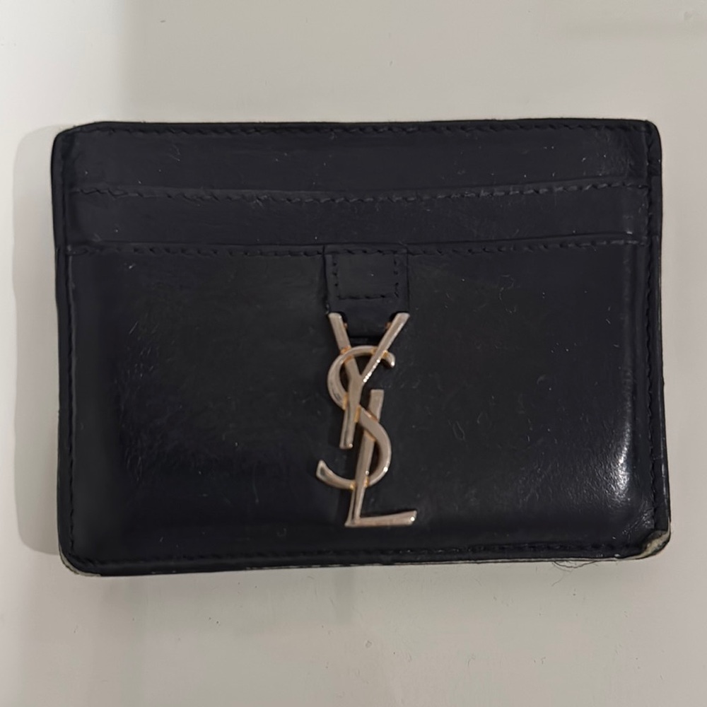 YSL Black Leather Card Wallet